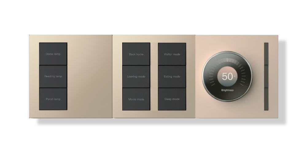 Obliq D1 Group rotary controls in brushed brass