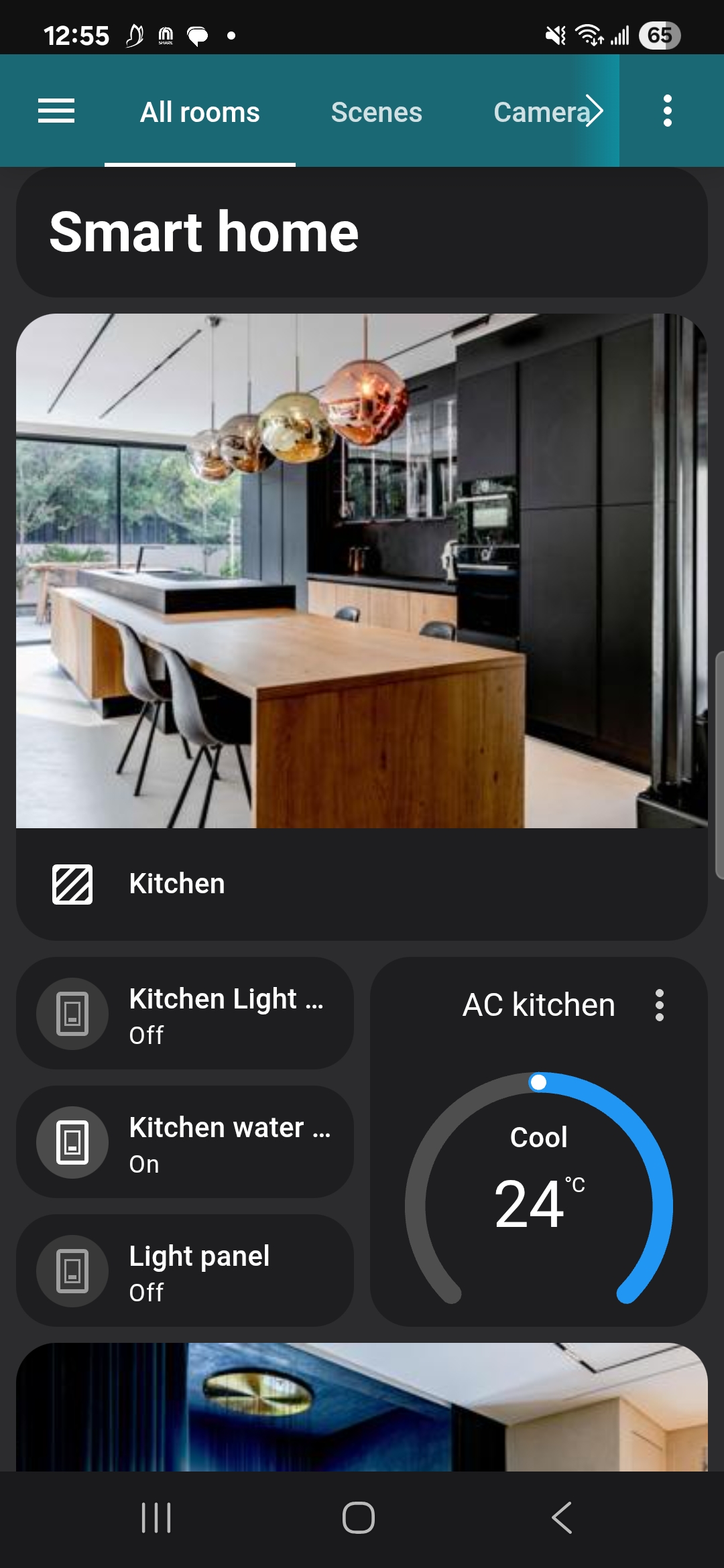 Smart home control dashboard